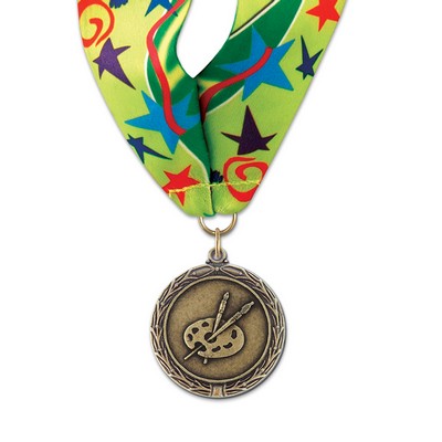 1½" Art Cast MX Medal w/Stock Millennium Neck Ribbon