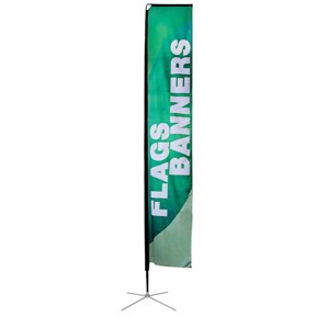 12' Medium Block Flag (29"x118") - Double Sided w/Spike Base