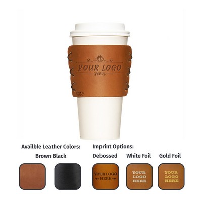 Full-Grain Leather Coffee cup sleeve- Multi cup Sleeve - Reusable to-go cup sleeve