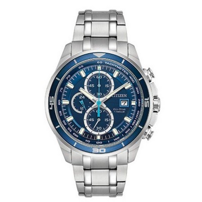 Citizen® Men's Brycen Eco-Drive Super Titanium™ Watch w/Blue Dial