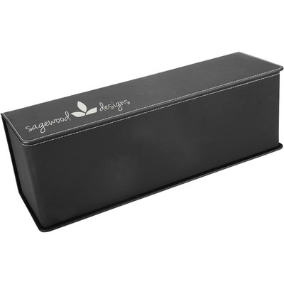 Leatherette Wine Box (Black/Silver)