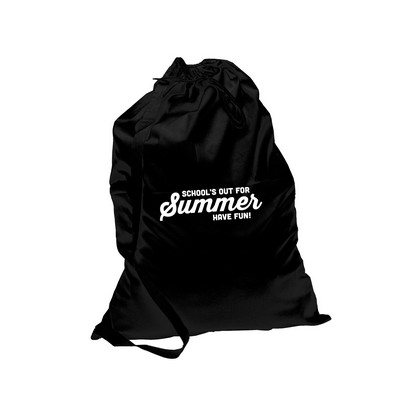 Black Cotton Laundry Bag with Shoulder Strap (20" x 15" x 3")