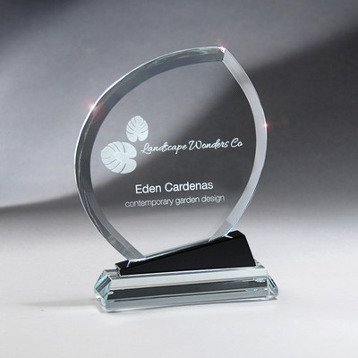 Promo Glass Clear Leaf on Black and Clear Glass Base (Small)