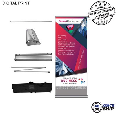 48 Hr Quick Ship - Deluxe Wide Base Retractable Banner with Graphics, 33.5x79