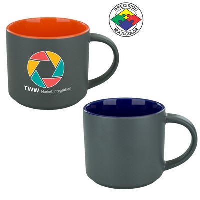 16 Oz. Satin Graphite & Royal Blue Two Tone Norwich Contemporary Mug - Dishwasher Safe - Spot Color