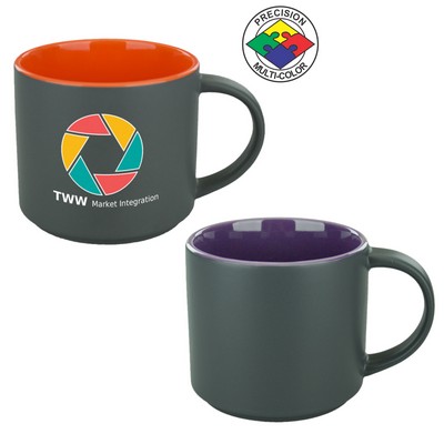 16 Oz. Satin Graphite & Purple Two Tone Norwich Contemporary Mug - Dishwasher Safe - Spot Color