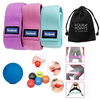 iBank ® Non-Slip Fabric Resistance Bands + Massage Ball