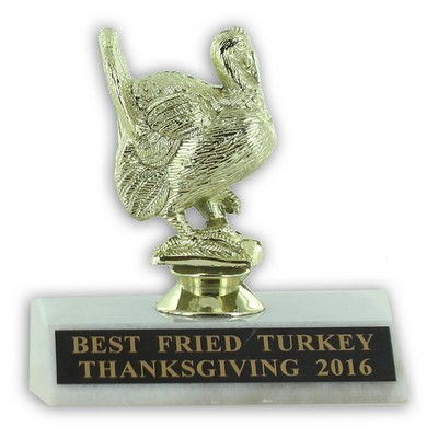 3 ¾" Turkey Figure Trophy w/White Marble Base