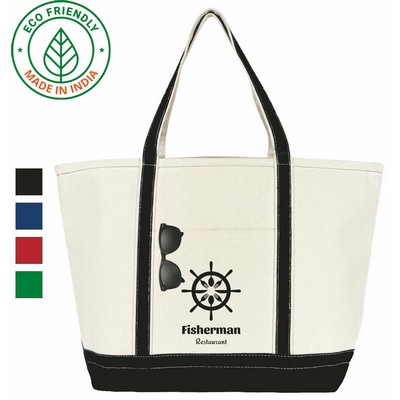 Anchor Eco Friendly 20 Oz. Canvas Boat Tote Bag w/Black Trim