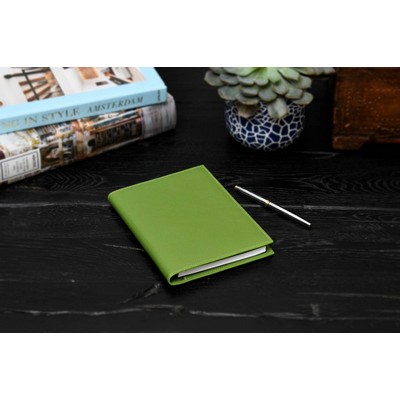 Pebble Calf Leather Medium-Size Padfolio - Lime - Borlino