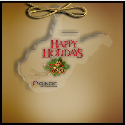 West Virginia Ornament in Clear Acrylic