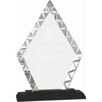 9" Diamond Accent Glass Award w/Black Base