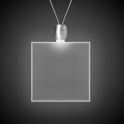 24" White Square Light-Up Pendant Necklace(Digi-Print)