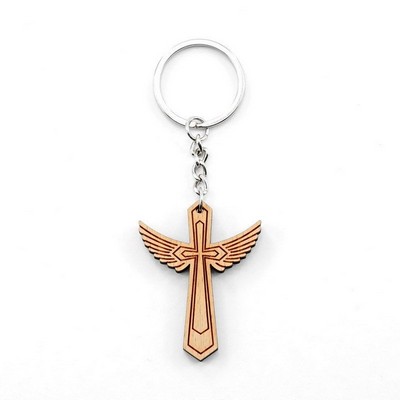 Cross Wood Keychain