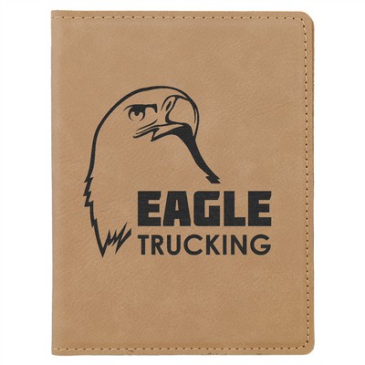4 1/4" x 5 1/2" Light Brown Leatherette Passport Holder