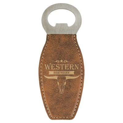 Rustic/Gold Leatherette Bottle Opener with Magnet