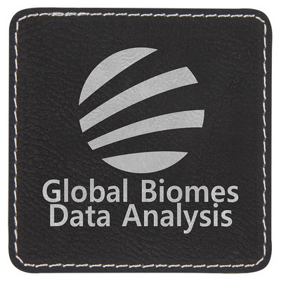 3" Square Patches, Black/Silver Laserable Leatherette