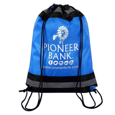 420D Polyester Reflective Drawstring Backpack