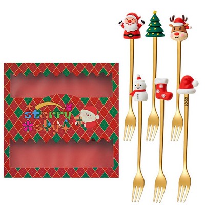 6 1/2" Stainless Steel Polished Glossy Edge Spoon & Fork Gift Set