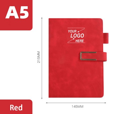 A5 Faux Leather Hardcover Notebook w/Buckle Latch
