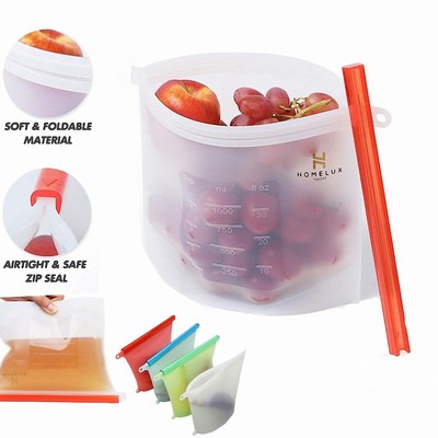 34 Oz. Reusable Silicone Food Freezer Bag With Plastic Slider