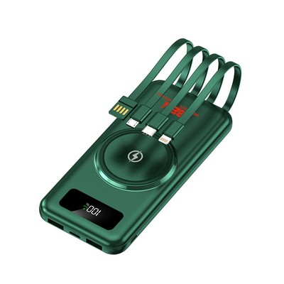 20000mAh Wireless Portable Charger Power Bank with Built-in 4 Cable,Compatible with iPhone, Samsung,