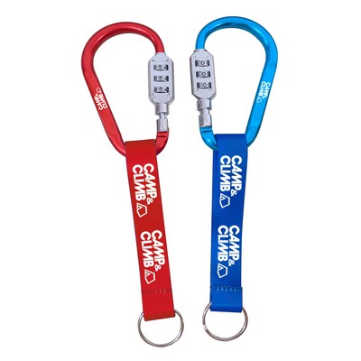 Carabiner Combination Lock W/Lanyard Keychain
