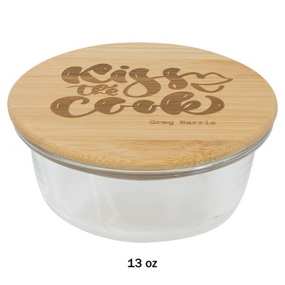 13 oz. Round Glass Container with Bamboo Lid