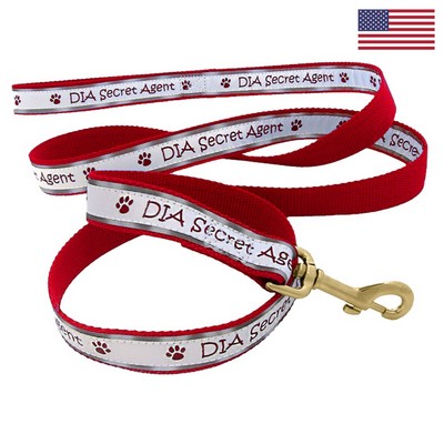 1" X 72" Woven Reflective Pet Leash w/ Gold-Colored Hardware "Elite" Weave