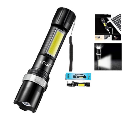 Aluminum Alloy Glare Zoom Rechargeable Flashlight