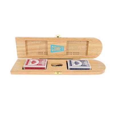 Natural Wooden Cribbage Board Game Set, Continuous 3 Track for 2-3 Players