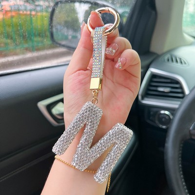 Crystal Surface Letter M Keychain Initial Keychain