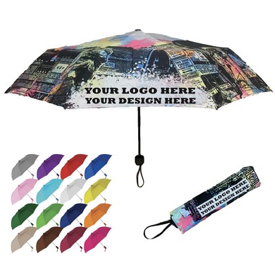 42" Arc Full Color Folding Umbrella with Pouch