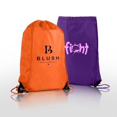 Budget Custom Drawstring Bag With Reinforced Corners 14" X 18"