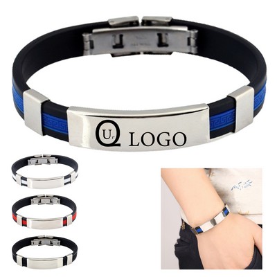 Customizable Engraving Stainless Steel Silicone Bracelets