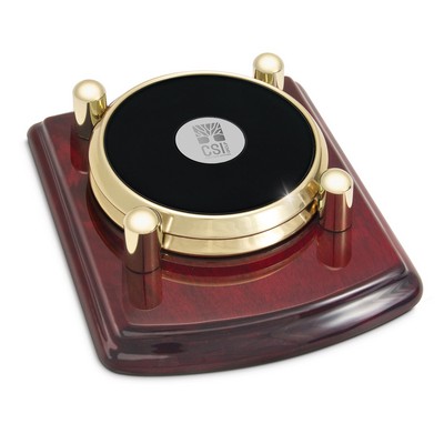 Set of Two Round Coasters W/ Silver Medallion