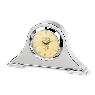Napoleon Silver Desk Clock W/ Gold Dial