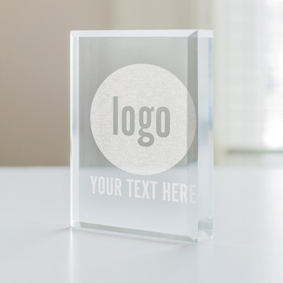 Engraved Corporate Logo Beveled Acrylic Keepsake Block