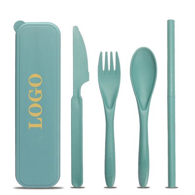 4 Pieces Wheat Straw Cutlery Utensil Set
