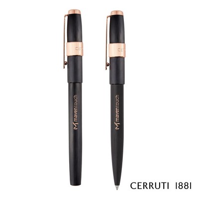 Cerruti 1881® Block Brushed Ballpoint Pen & Rollerball Pen Set