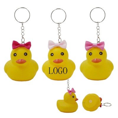 Yellow Duck Sound Keychain with Adorable Bow Accent