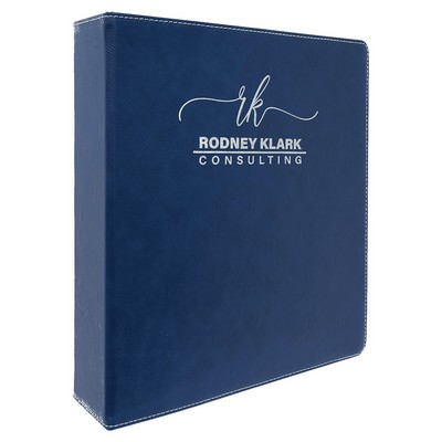 Blue/Silver Leatherette 3 Ring Binder with 2" Slant D Rings
