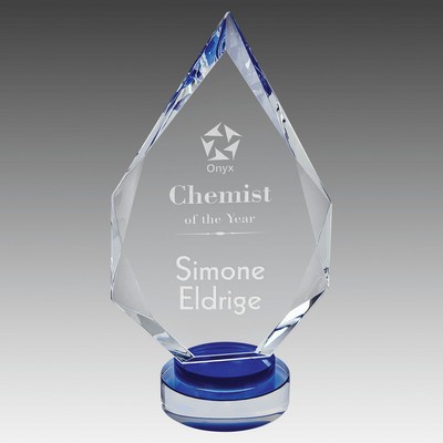 10.25" Diamond Crystal on Blue & Clear Round Base