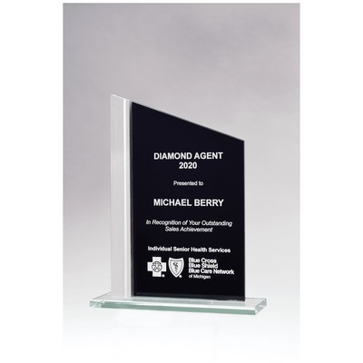 6.1" x 8.75" Black Glass with Brushed Aluminum Post