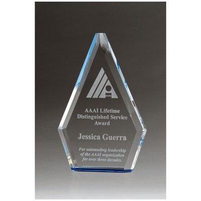 Flame Clear Crystal Award w/Blue Accented Bottom