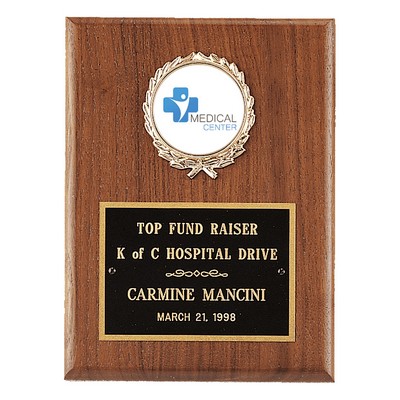 American Walnut Plaque w/Brass Plate and 2" Insert Holder