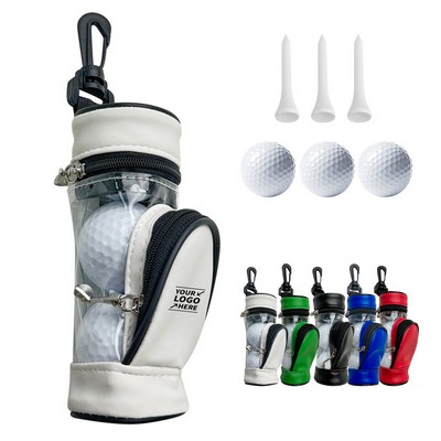 Golf Ball And Tee Set In PU Leather Pouch