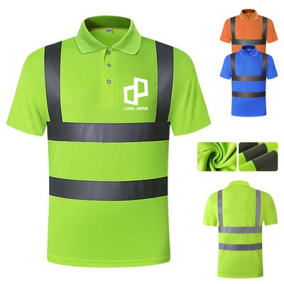 High Visibility Reflective Polyester Polo T Shirt