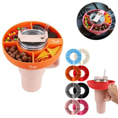 4 Compartment Reusable Silicone 40oz Tumbler Snack Tray Bowl