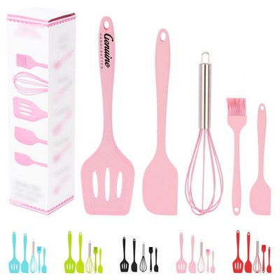 Red Silicone Non-Stick Kitchen Utensil Set